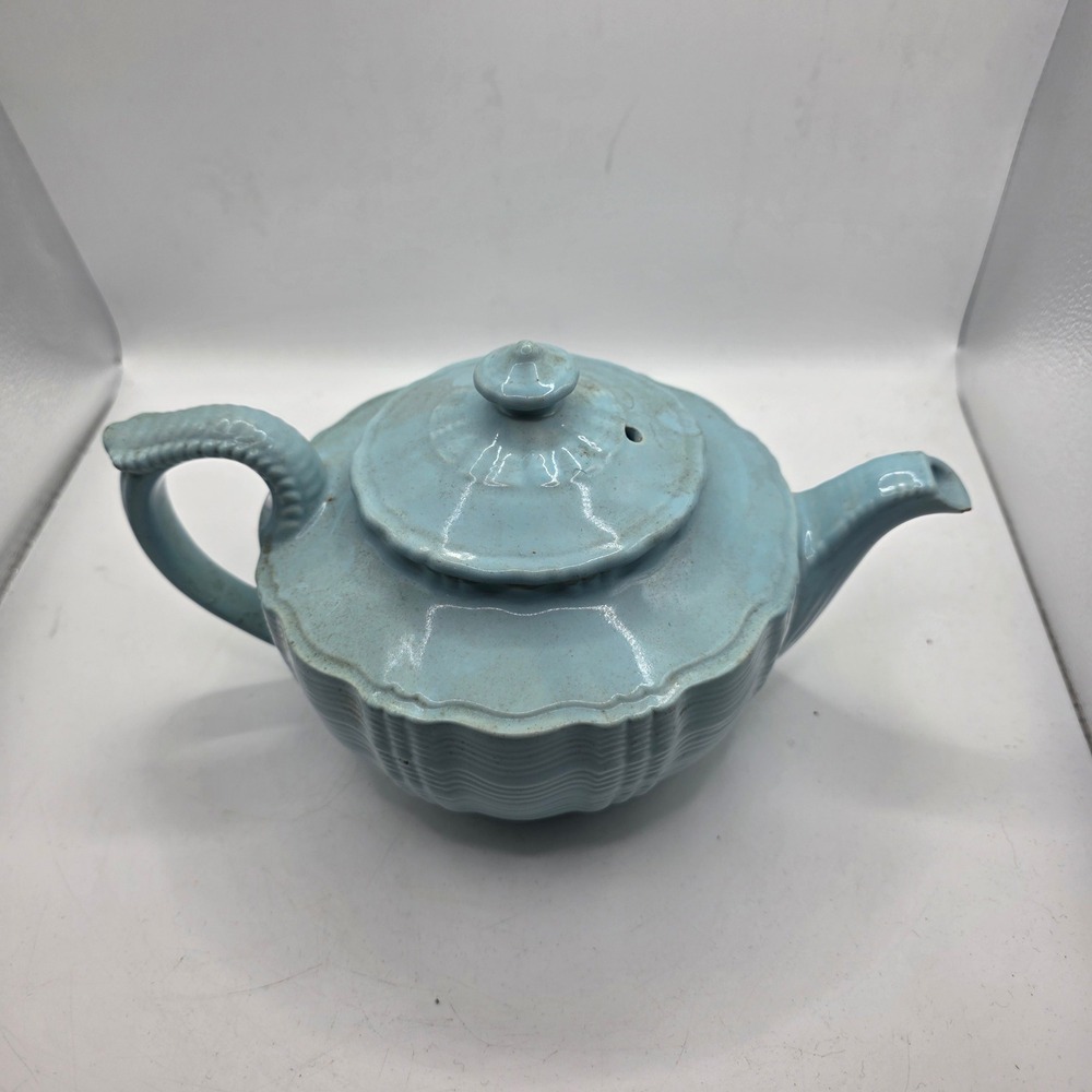 Vintage 1940s Hall China Darby Birch Blue Teapot Victorian Series Made USA